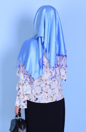 Decorated Blouse with Necklace 5073-05 Blue 5073-05