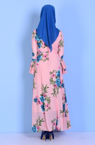 Decorated Crepe Dress 5007-01 Pink 5007-01
