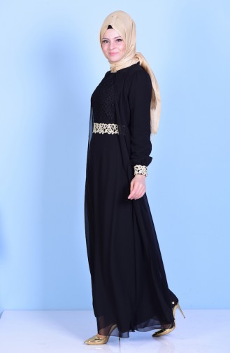 Robe De Soirée Guipure 52622-02 Noir 52622-02