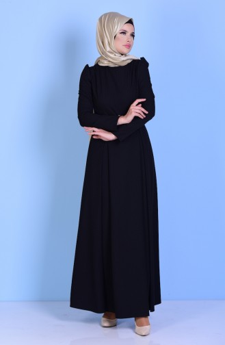 Black Hijab Dress 7132-07