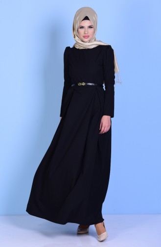 Black Hijab Dress 7132-07