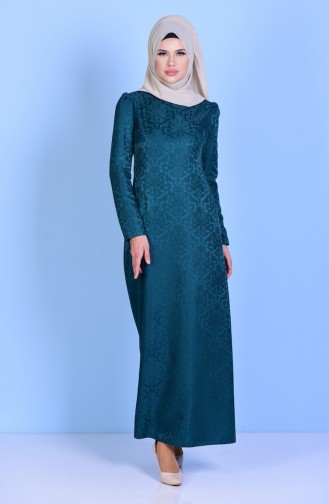 Kleid mit Jacquard 2772-15 Smaragdgrün 2772-15