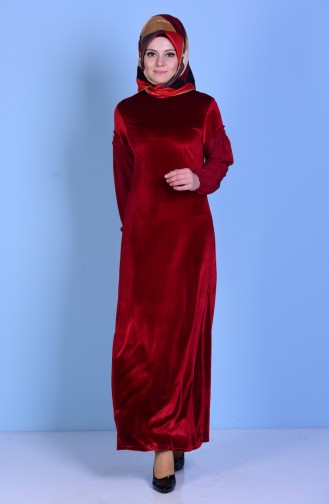 Velvet Dress 1504-04 Claret Red 1504-04