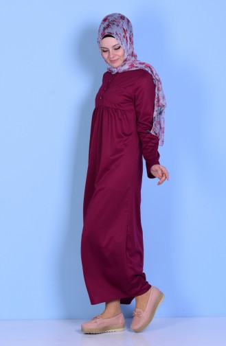 Ruched Dress with Buttons 1189-02 Maroon 1189-02