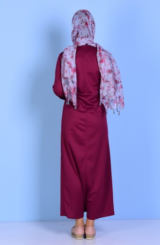 Ruched Dress with Buttons 1189-02 Maroon 1189-02