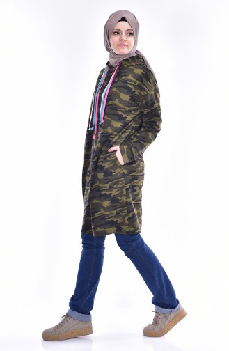 Decorated Coat with Hoodie 7002B-01 Soldier Green 7002B-01