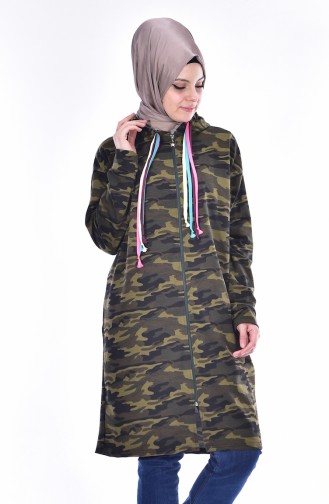 Decorated Coat with Hoodie 7002B-01 Soldier Green 7002B-01