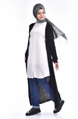 Triko Uzun Hırka 3199-04 Siyah