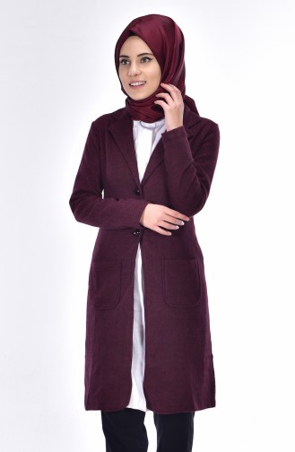 Long Jacket with Buttons 17661-03 Claret Red 17661-03