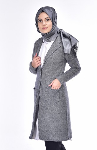 Long Jacket with Buttons 17661-02 Grey 17661-02