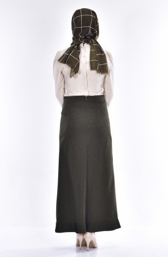Pleating Detailed Skirt 1328-08 Khaki 1328-08