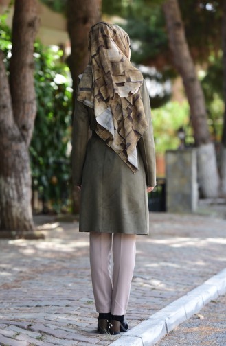Suede Coat with Pockets 7165-05 Khaki 7165-05