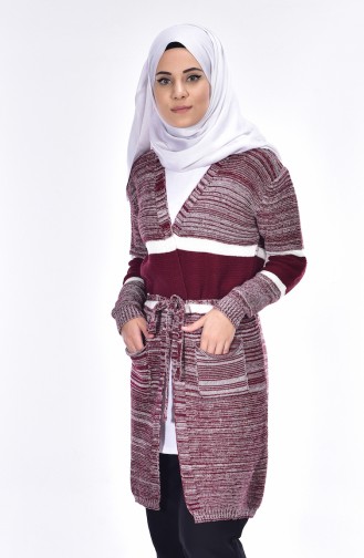 Sweater with Pockets 3202-03 Claret Red 3202-03