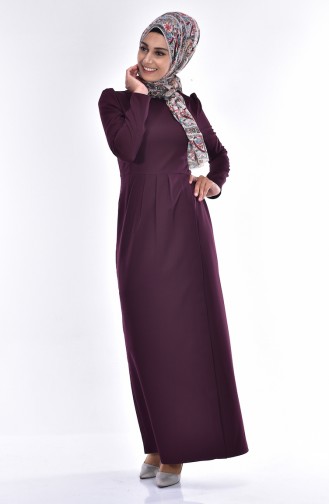 Robe Crayon Plissée 7138-06 Bordeaux 7138-06