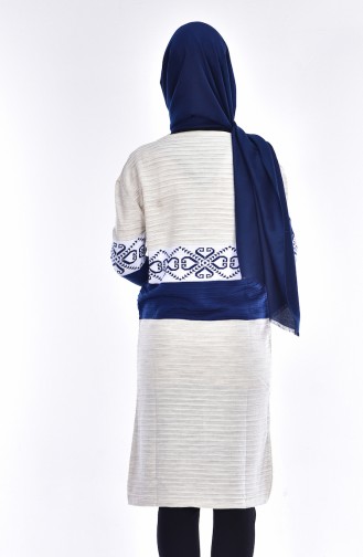 Fermuarlı Triko Hırka 1321-03 Krem