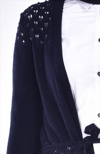 Sweater with Belt 3204-02 Navy Blue 3204-02