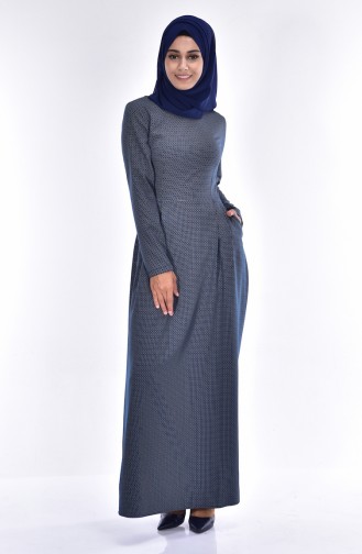 Cepli Pileli Elbise 2828-04 Lacivert