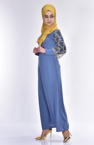 Blau Hijab Kleider 2091-06