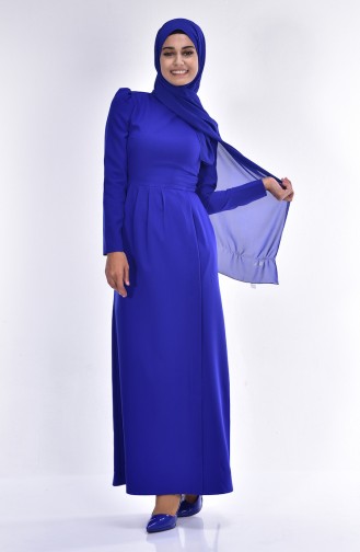 Saks-Blau Hijab Kleider 7138-04