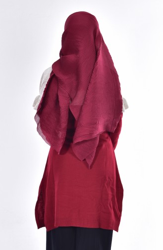 Frilled Knitwear Tunic 3207-03 Claret Red 3207-03