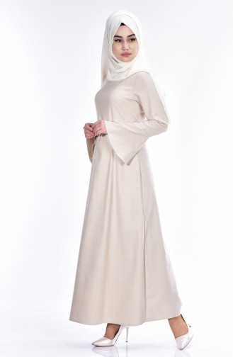 Cream Hijab Dress 1451-02