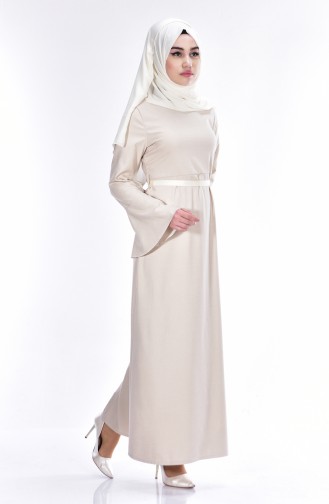 Cream Hijab Dress 1451-02