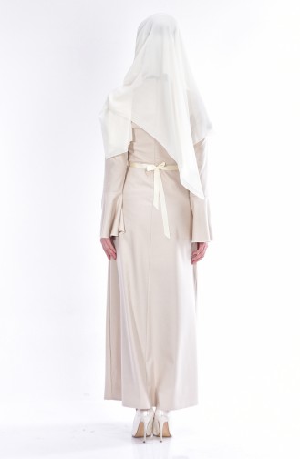 Cream Hijab Dress 1451-02
