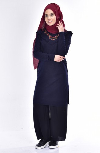 Detailed Knitwear Tunic 3191-01 Navy Blue 3191-01
