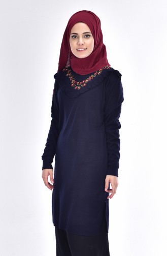 Detailed Knitwear Tunic 3191-01 Navy Blue 3191-01