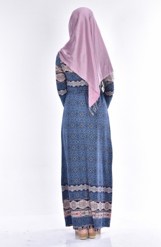 Çiçek Desenli Elbise 4574N-04 Mavi