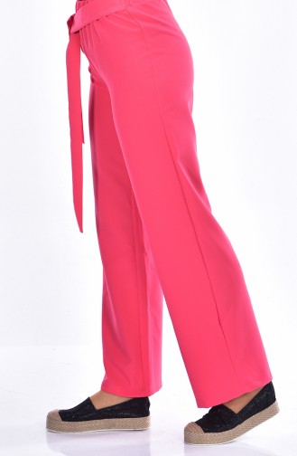Wide Leg Trousers with Belt 0122-04 Coral 0122-04