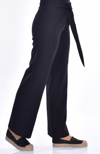Wide Leg Trousers with Belt 0122-01 Black 0122-01