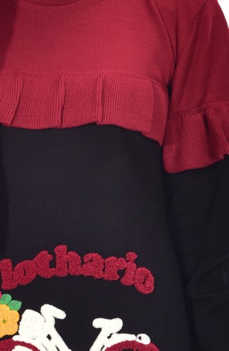 Frilled Knitwear Tunic 3207-01 Black 3207-01