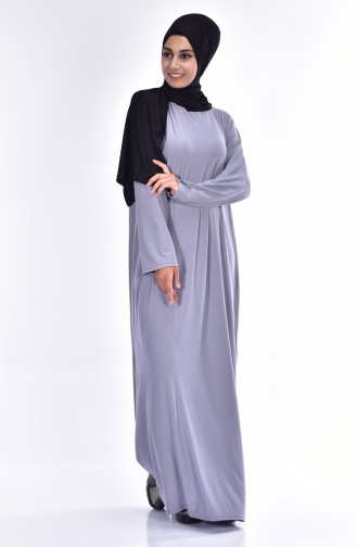 Hand Knitted Crepe Shawl and Islamic Prayer Dress 7593-05 Dark Grey Black 7593-05