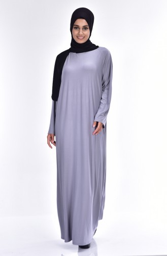 Hand Knitted Crepe Shawl and Islamic Prayer Dress 7593-05 Dark Grey Black 7593-05