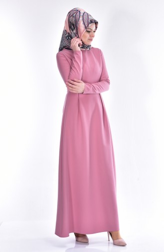 Pleating Detailed Dress 2835-10 Dry Rose 2835-10