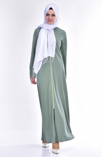 Abaya with Zipper 3035-11 Green 3035-11