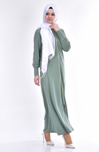 Abaya with Zipper 3042-08 Green 3042-08