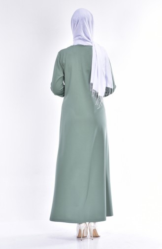 Abaya with Zipper 3042-08 Green 3042-08