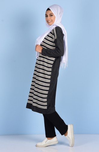 Striped Knitwear Tunic 1510-03 Coal 1510-03