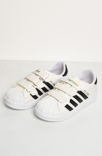 Velcro Child`s Sports Shoes 50071-02 White Black 50071-02