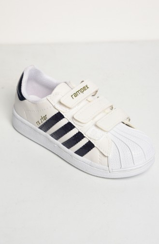 Velcro Child`s Sports Shoes 50071-03 White Navy Blue 50071-03