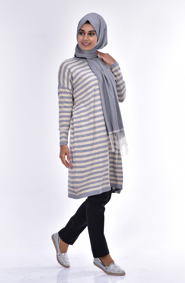 Bebe yarasa kol çizgili tunik modeli Bebe yarasa kol çizgili tunik modeli