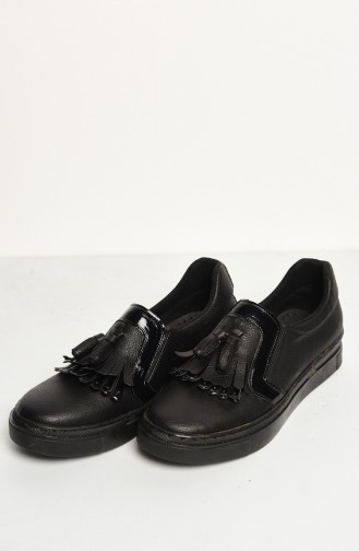 Frilled Child`s School Shoes 50065-02 Black 50065-02