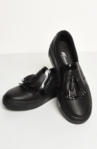 Püsküllü Çocuk Okul Ayakkabısı 50065-02 Siyah