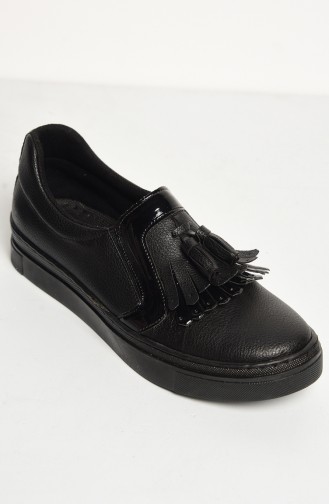 Frilled Child`s School Shoes 50065-02 Black 50065-02