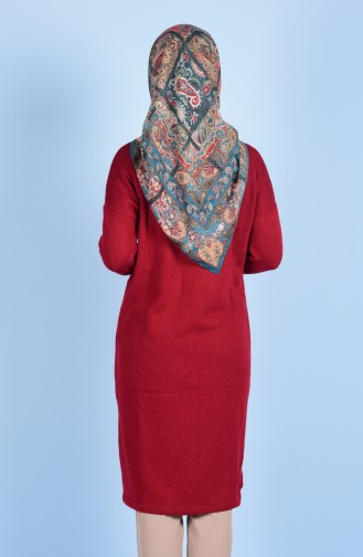 Fermuarlı Cepli Hırka 1513-06 Bordo