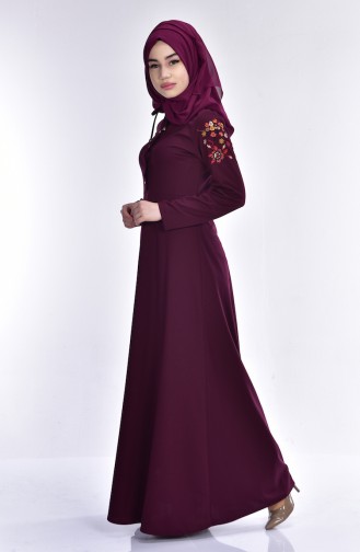 Embroidered Dress 8082-05 Claret Red 8082-05
