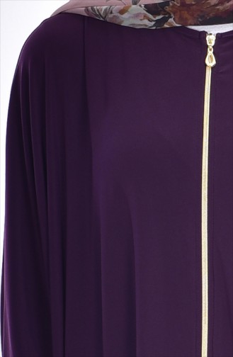 Zippered Bat Sleeve Abaya 17471-03 Purple 17471-03