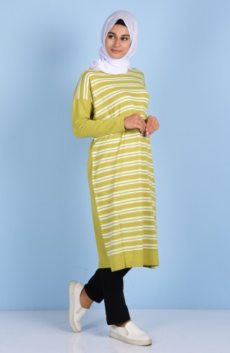 Striped Knitwear Tunic 1510-01 Pistachio Green 1510-01